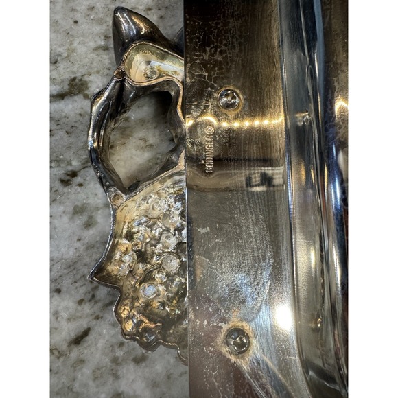 GODINGER Silverplate Rectangular Serving Tray 10-1/2 x‎ 21-1/2"  Grape Design - Picture 4 of 4